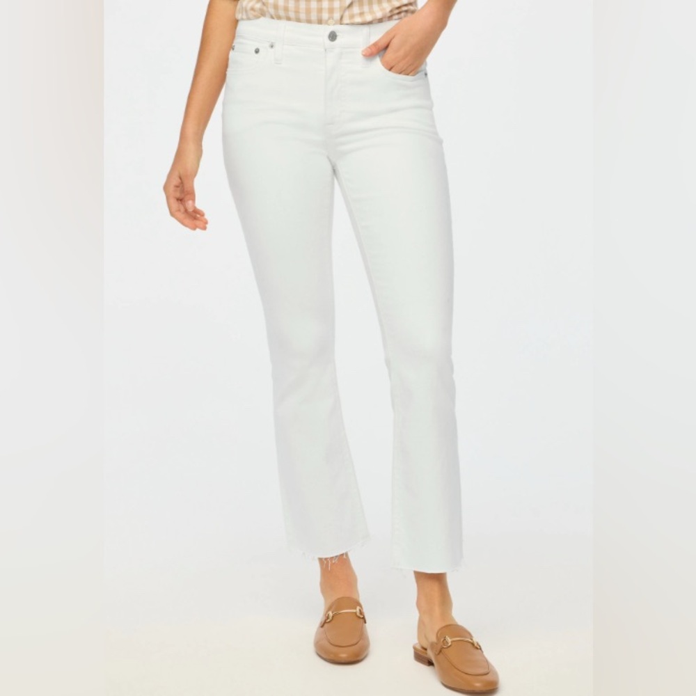 J.Crew Mid-Rise Flare Crop Signature Stretch Jean with Raw Hem - NWT